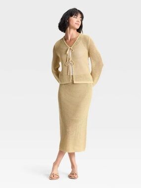 a new day Knitted Cardigan + Midi Skirt